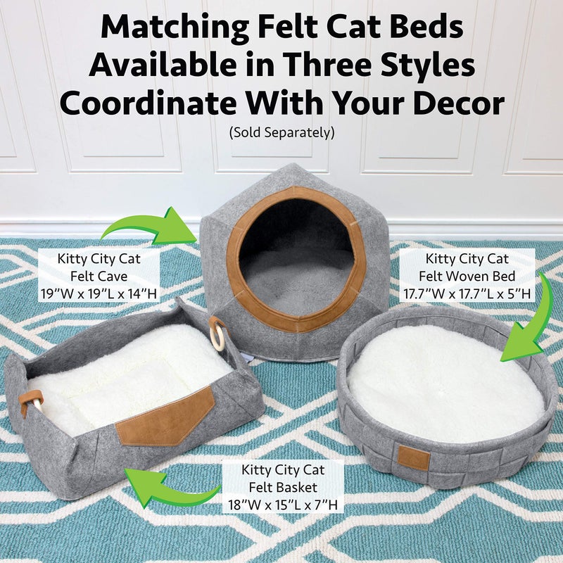 Kitty City Felt Round Bed, Warm and Cozy cat Bed, Gray - Image 5